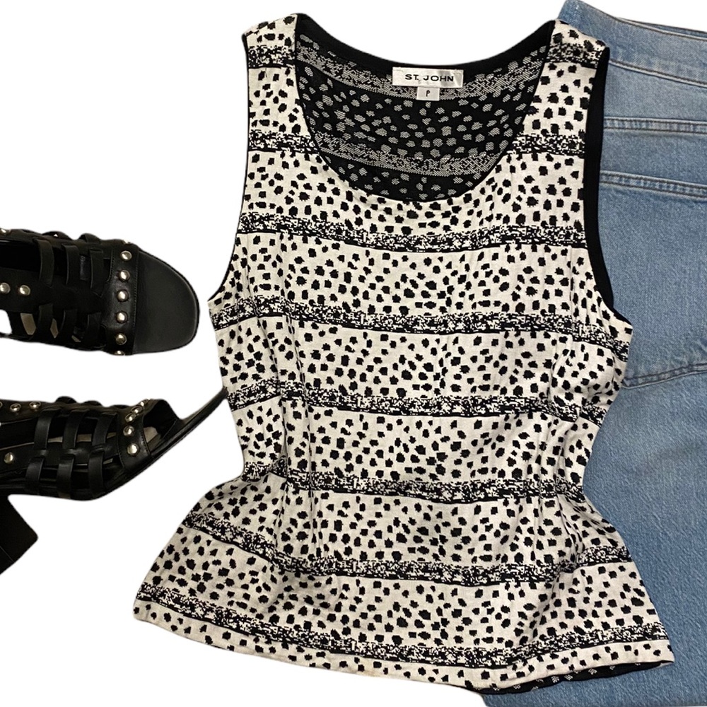 St. John Black Tanktop with Sequin neckline